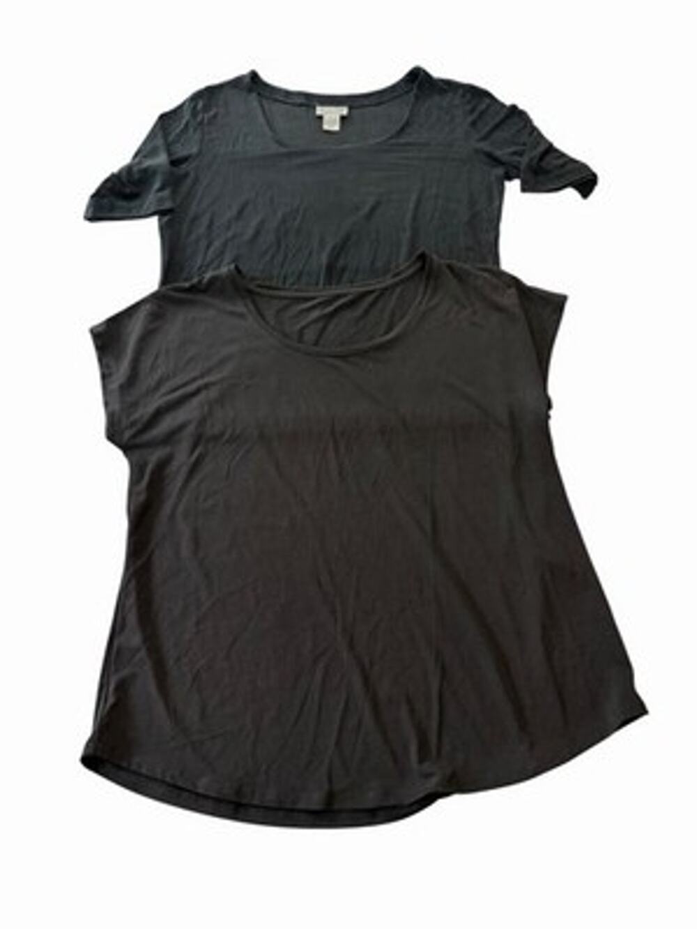 Chicos Lot Of 2 Black Short Sleeve Tees Tops Size 2 Large Stretch Travelers
